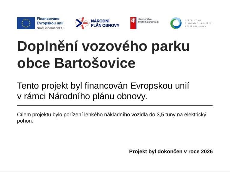 Doplnění vozového parku obce Bartošovice Doplnění vozového parku obce Bartošovice