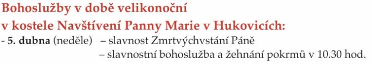Bohoslužby - Hukovice